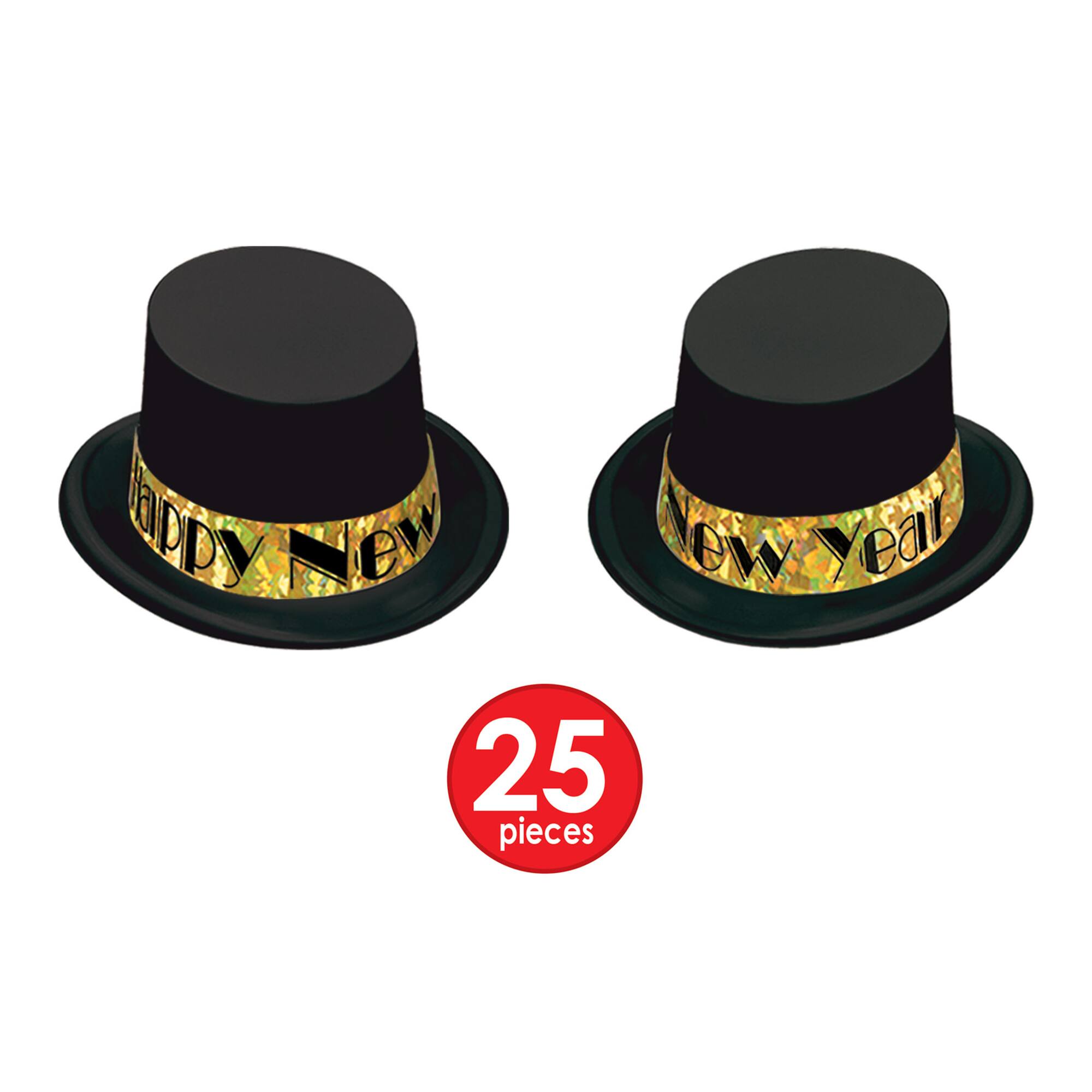 Beistle Black & Gold New Year Top Hat Party Favor Kit for 50